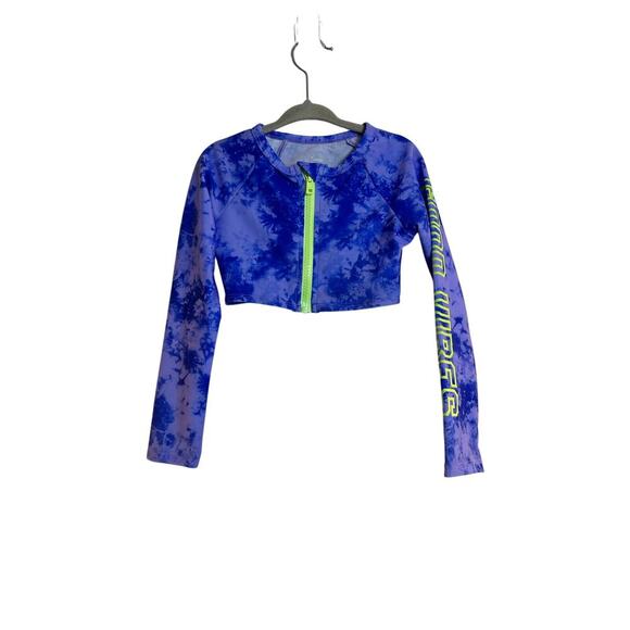 WONDER NATION Girl’s Rashguard Long Sleeve Front Zipper Swim Top / Size: XS 4-5 - Picture 1 of 6